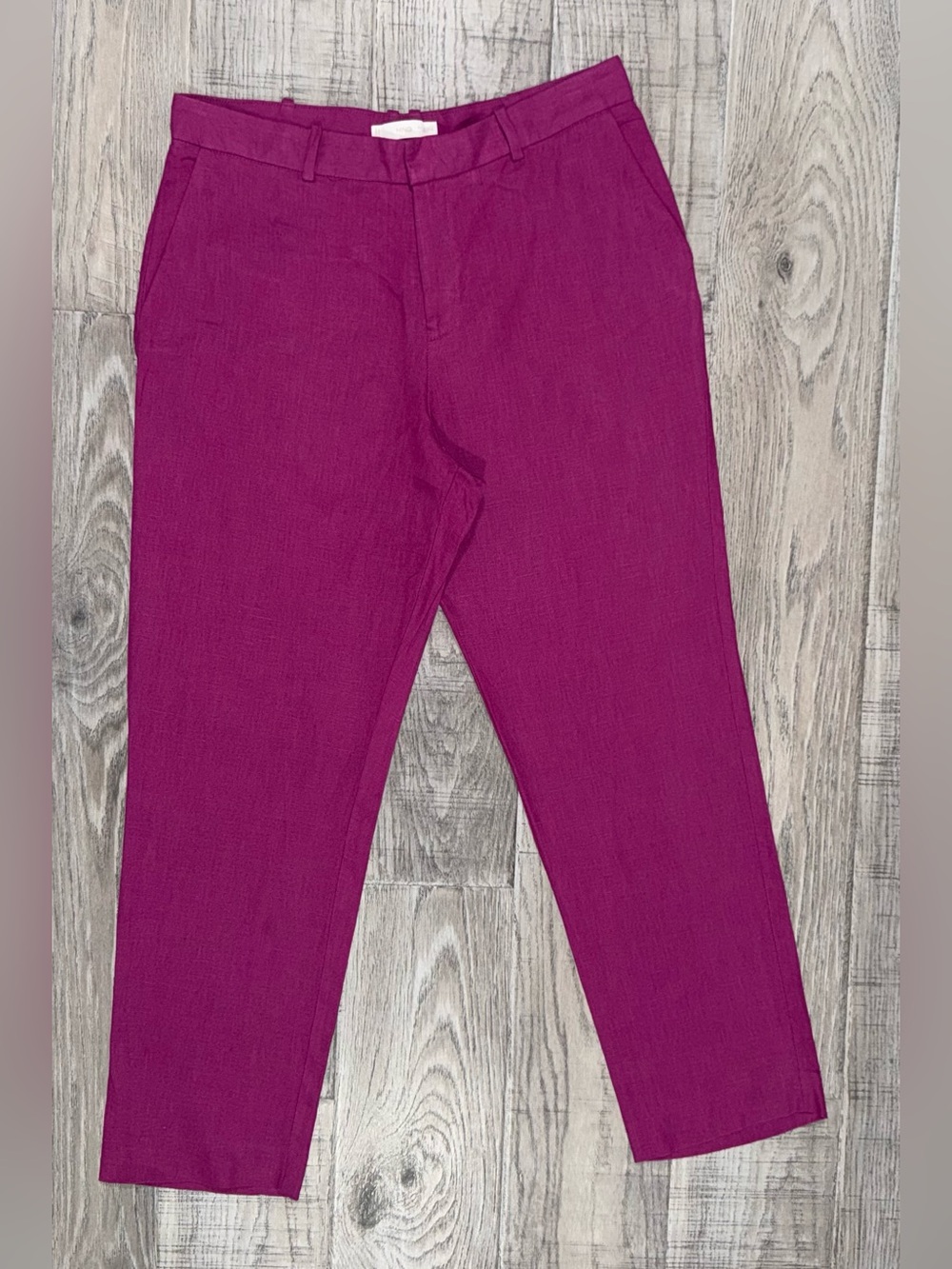 Mango Tailored Linen Dress Pants - Magenta Size 10